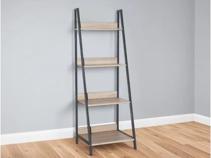 Core Loft Home Office Ladder Bookcase Unit with Oak Effect and Grey Metal Frames Core Loft Home Office Ladder Bookcase Unit with Oak Effect and Grey Metal Frames