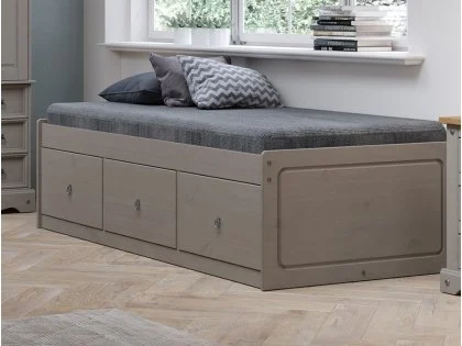 Core Corona Grey and Waxed Pine Wooden Cabin Bed Frame Core Corona Grey and Waxed Pine Wooden Cabin Bed Frame