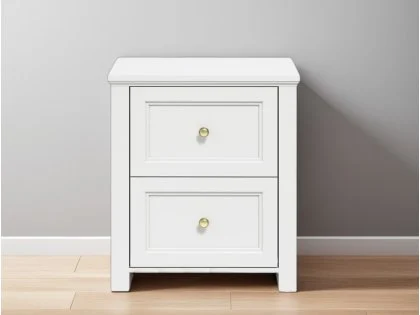 LPD Ives White 2 Drawer Bedside Table LPD Ives White 2 Drawer Bedside Table