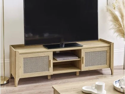 Julian Bowen Sydney Oak and Rattan Effect 2 Door TV Cabinet Julian Bowen Sydney Oak and Rattan Effect 2 Door TV Cabinet