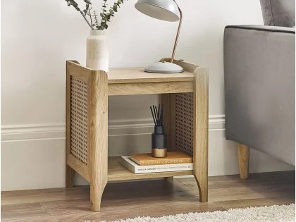 Julian Bowen Sydney Oak and Rattan Effect Lamp Table Julian Bowen Sydney Oak and Rattan Effect Lamp Table