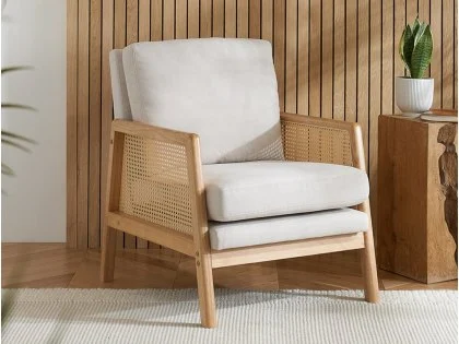Birlea Ida Rattan and White Fabric Accent Chair Birlea Ida Rattan and White Fabric Accent Chair