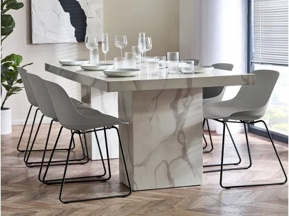 Julian Bowen Rome 180cm White Marble Effect Dining Table Julian Bowen Rome 180cm White Marble Effect Dining Table