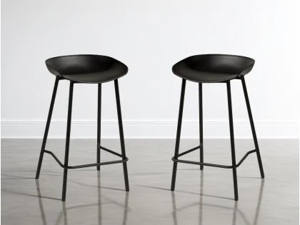 Julian Bowen Renzo Set of 2 Black Bar Stools Julian Bowen Renzo Set of 2 Black Bar Stools