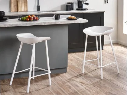 Julian Bowen Renzo Set of 2 White Bar Stools Julian Bowen Renzo Set of 2 White Bar Stools
