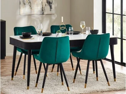 Julian Bowen Louis 190cm Marble Effect and Black 2 Drawer Dining Table Julian Bowen Louis 190cm Marble Effect and Black 2 Drawer Dining Table