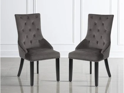 Julian Bowen Veneto Grey Velvet Knockerback Dining Chair