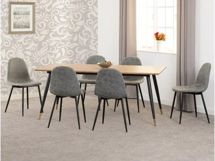 Seconique Hamilton 180cm Dining Table with 6 Athens Grey Faux Leather Chairs Seconique Hamilton 180cm Dining Table with 6 Athens Grey Faux Leather Chairs