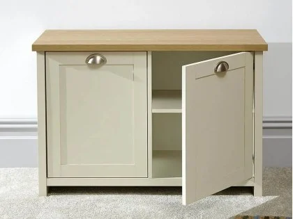 Clearance - GFW Lancaster Cream and Oak 2 Door Shoe Cabinet