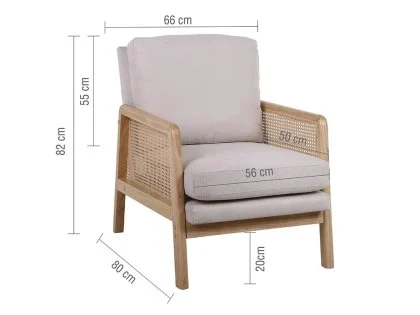 Clearance - Birlea Ida Rattan and White Fabric Accent Chair