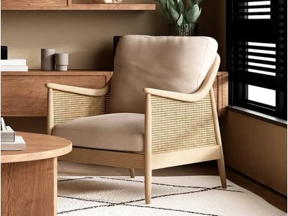 Kyoto Winnie Rattan and Natural Fabric Accent Chair