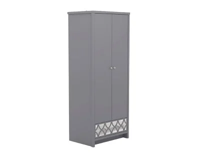 GFW Arianna 2 Door 1 Drawer Grey Wooden Wardrobe