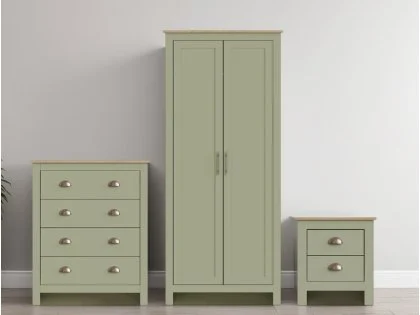 GFW Lancaster Green and Oak 3 Piece Bedroom Furniture Package