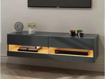 GFW Leon 120cm Anthracite and Oak TV Cabinet With LED Lighting GFW Leon 120cm Anthracite and Oak TV Cabinet With LED Lighting