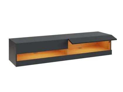 GFW Leon 150cm Anthracite and Oak TV Cabinet With LED Lighting