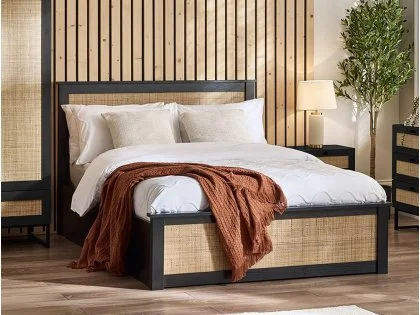 Julian Bowen Padstow Rattan and Black Wooden Ottoman Bed Frame Julian Bowen Padstow Rattan and Black Wooden Ottoman Bed Frame