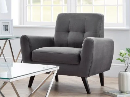 Julian Bowen Monza Grey Velvet Armchair Julian Bowen Monza Grey Velvet Armchair