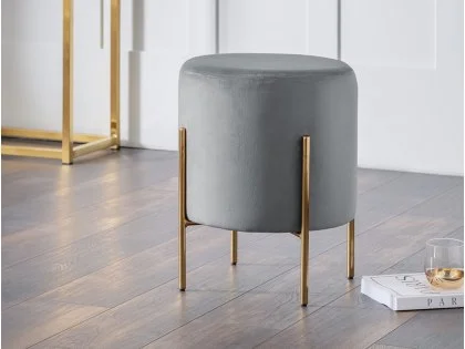 Julian Bowen Harrogate Grey Velvet Fabric Stool Julian Bowen Harrogate Grey Velvet Fabric Stool