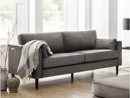 Julian Bowen Hayward Grey Velvet 3 Seater Sofa Julian Bowen Hayward Grey Velvet 3 Seater Sofa