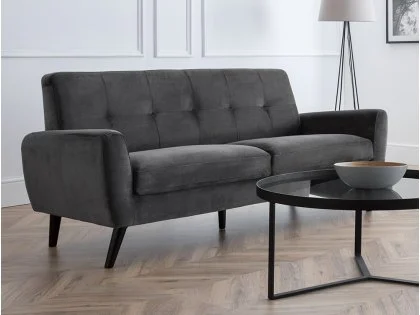 Julian Bowen Monza Grey Velvet 3 Seater Sofa Julian Bowen Monza Grey Velvet 3 Seater Sofa