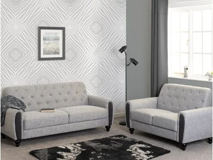 Seconique Chester Grey Fabric 3 Seater + 2 Seater Sofa Set Seconique Chester Grey Fabric 3 Seater + 2 Seater Sofa Set