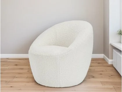 LPD Cocoon White Boucle Fabric Occasional Chair LPD Cocoon White Boucle Fabric Occasional Chair