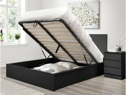 Clearance - Birlea Oslo 5ft King Size Black Wooden Ottoman Bed Frame