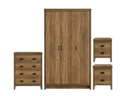 GFW Boston Knotty Oak Effect 4 Piece Bedroom Set