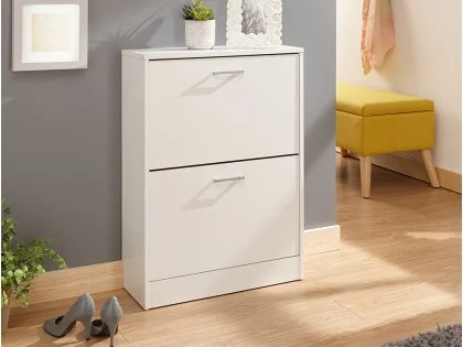 GFW Stirling White 2 Tier Shoe Cabinet GFW Stirling White 2 Tier Shoe Cabinet