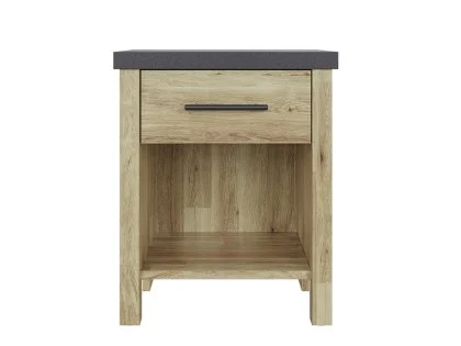 GFW Cascina Oak and Grey 1 Drawer Bedside Table