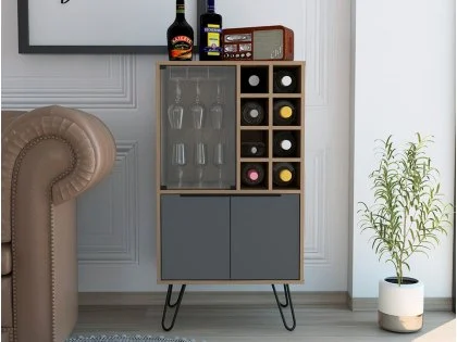 Core Vegas Oak and Grey 2 Door Wine Cabinet Core Vegas Oak and Grey 2 Door Wine Cabinet