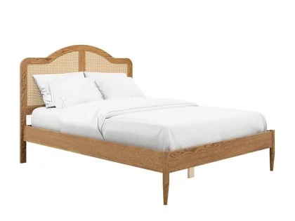 LPD Claude 4ft6 Double Rattan and Smoked Oak Wooden Bed Frame