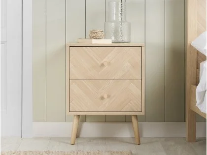 Birlea Herringford Light Oak 2 Drawer Bedside Table Birlea Herringford Light Oak 2 Drawer Bedside Table