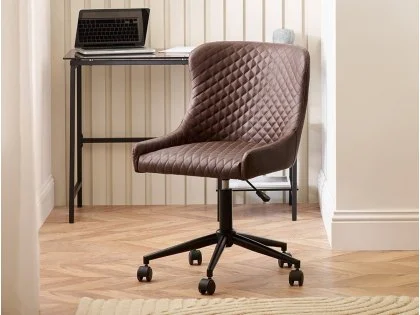 Julian Bowen Luxe Brown Faux Leather Office Chair Julian Bowen Luxe Brown Faux Leather Office Chair