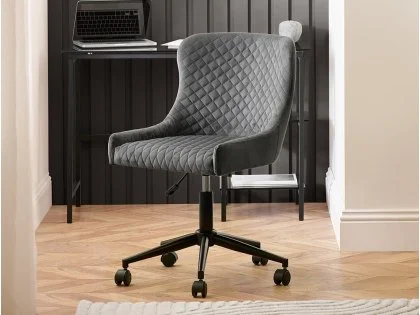 Julian Bowen Luxe Grey Velvet Office Chair Julian Bowen Luxe Grey Velvet Office Chair