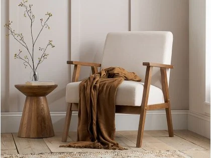 Birlea Ellwood Cream Linen and Oak Accent Chair