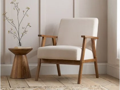 Birlea Ellwood Cream Linen and Oak Accent Chair Birlea Ellwood Cream Linen and Oak Accent Chair