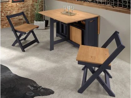 Seconique Santos Butterfly Navy Blue and Pine Dining Table and 4 Chairs Seconique Santos Butterfly Navy Blue and Pine Dining Table and 4 Chairs