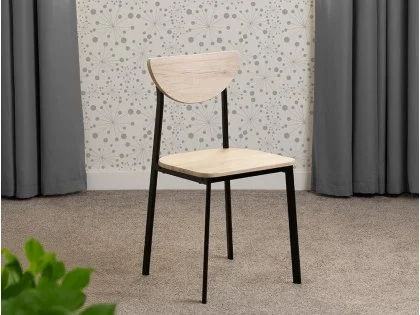 Seconique Riley Set of 2 Black and Oak Dining Chairs