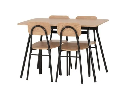 Seconique Warren Black and Russet Oak Dining Table and 4 Chairs