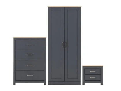 Seconique Portland Grey and Oak 3 Piece Bedroom Furniture Package