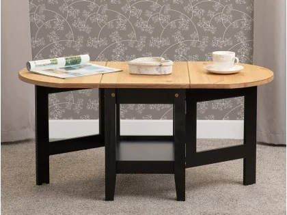 Seconique Santos Black and Pine Drop Leaf Coffee Table Seconique Santos Black and Pine Drop Leaf Coffee Table