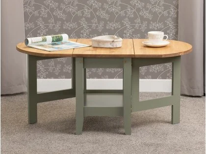 Seconique Santos Green and Pine Drop Leaf Coffee Table Seconique Santos Green and Pine Drop Leaf Coffee Table