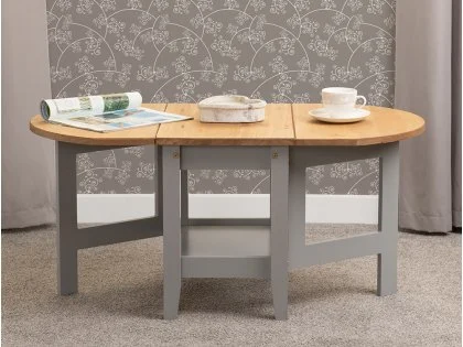 Seconique Santos Grey and Pine Drop Leaf Coffee Table Seconique Santos Grey and Pine Drop Leaf Coffee Table