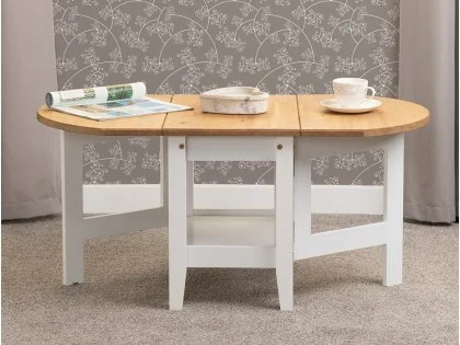 Seconique Santos White and Pine Drop Leaf Coffee Table Seconique Santos White and Pine Drop Leaf Coffee Table