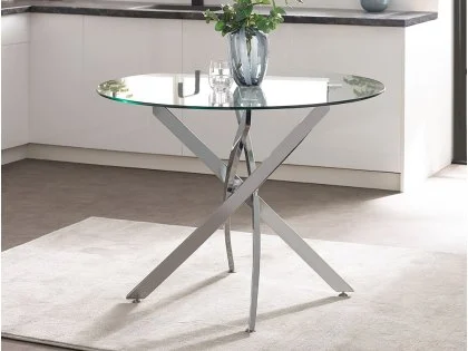 Julian Bowen Anderson 100cm Glass and Chrome Dining Table Julian Bowen Anderson 100cm Glass and Chrome Dining Table