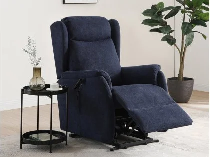 Kyoto Fletcher Dual Motor Blue Fabric Riser Recliner Chair