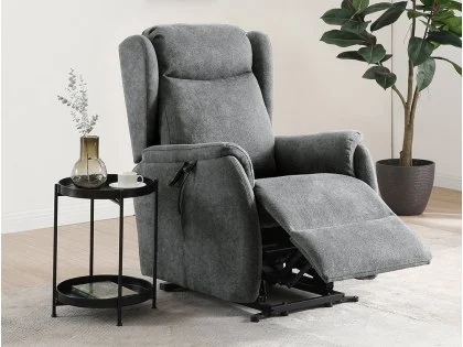 Kyoto Fletcher Dual Motor Grey Fabric Riser Recliner Chair