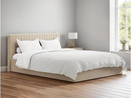 LPD Berlin Beige Velvet Fabric Ottoman Bed Frame LPD Berlin Beige Velvet Fabric Ottoman Bed Frame