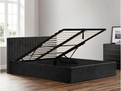 LPD Berlin 5ft King Size Black Velvet Fabric Ottoman Bed Frame